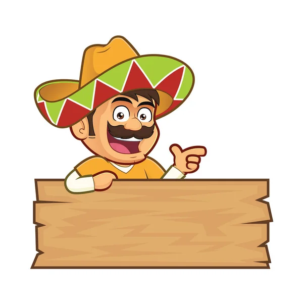 Mexicaanse man met een houten bord — Stockvector