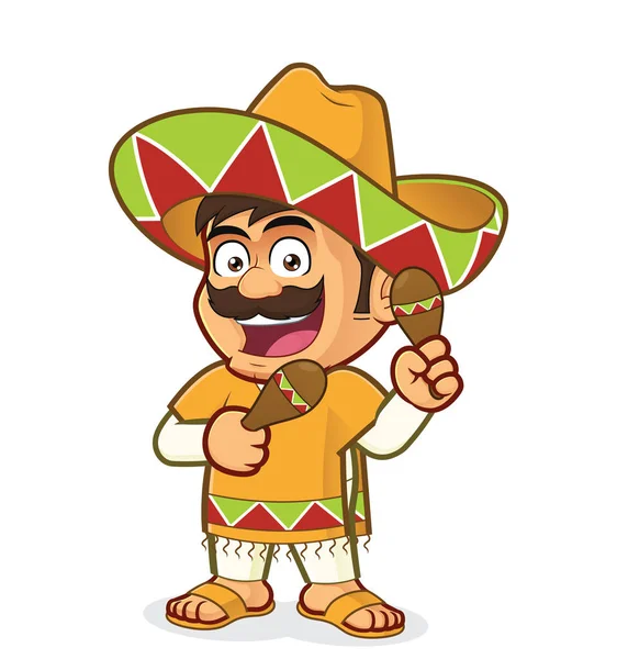 Homem mexicano com maracas —  Vetores de Stock