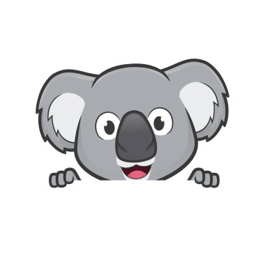 Koala holding ve boş bir tabela üzerinde seyir