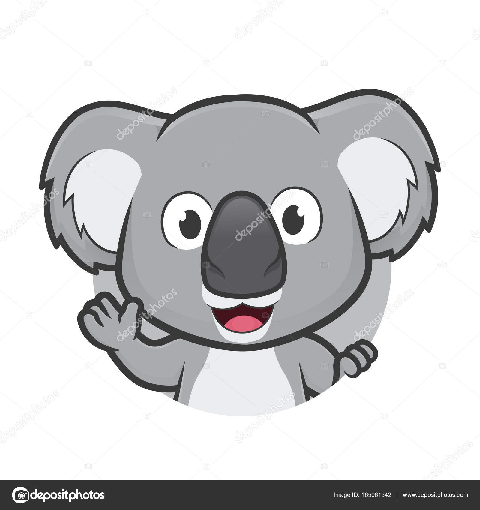 Koala acenando em quadro redondo Vetor de stock de ©sundatoon 165061542, image size:963x1024