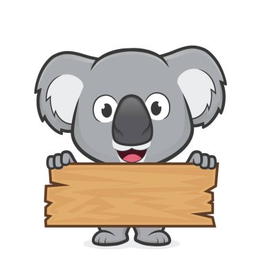 Bir tahta ahşap tutan koala