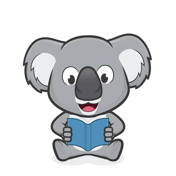 Kitap okuma koala — Stok Vektör