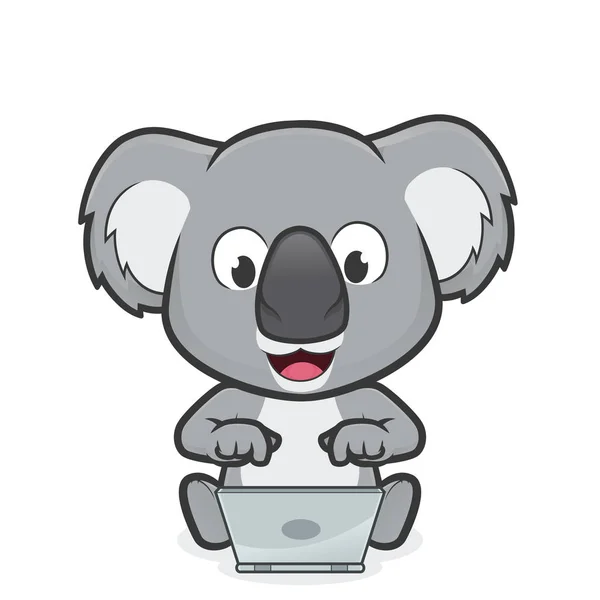 Koala avec ordinateur portable — Image vectorielle