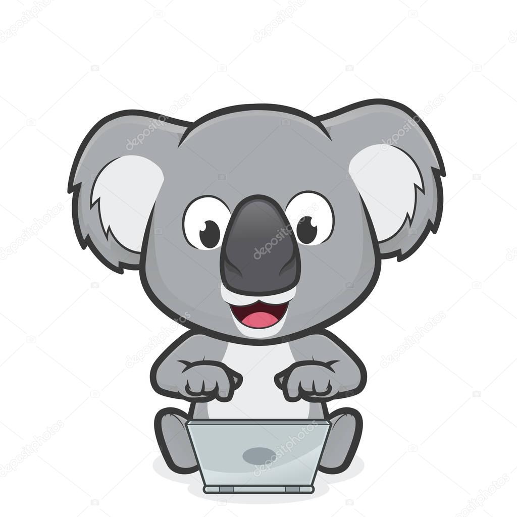 Koala with laptop