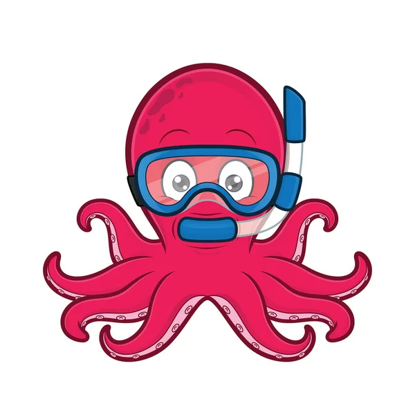Plongeur pieuvre — Image vectorielle