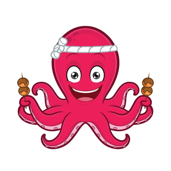 Octopus with takoyaki — Stock Vector