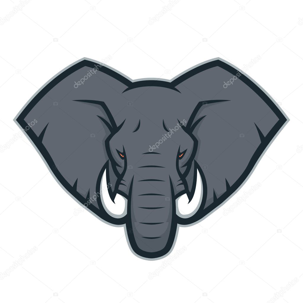 Clipart picture of an elephant head cartoon mascot character