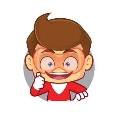 Clipart resmi daire şekli ve Yaşasın vererek ile bir süper kahraman çizgi film karakteri