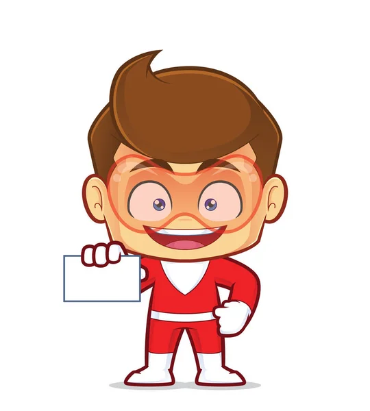 Clipart Imagem Personagem Desenho Animado Super Herói Segurando Cartão Visita —  Vetores de Stock