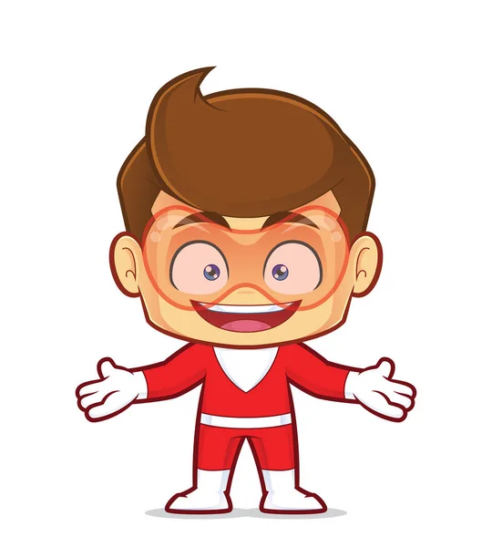 Clipart Picture Superhero Cartoon Character Welcoming Gesture — Stock Vector
