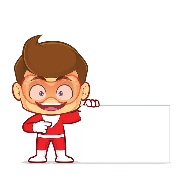 Imagen Del Clip Personaje Dibujos Animados Superhéroes Sosteniendo Signo Blanco Ilustración De Stock