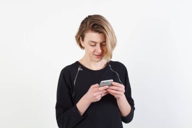 cep telefonunda izole iş kadın manifatura