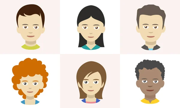 Icônes de personnes, avatars dans le style plat — Image vectorielle