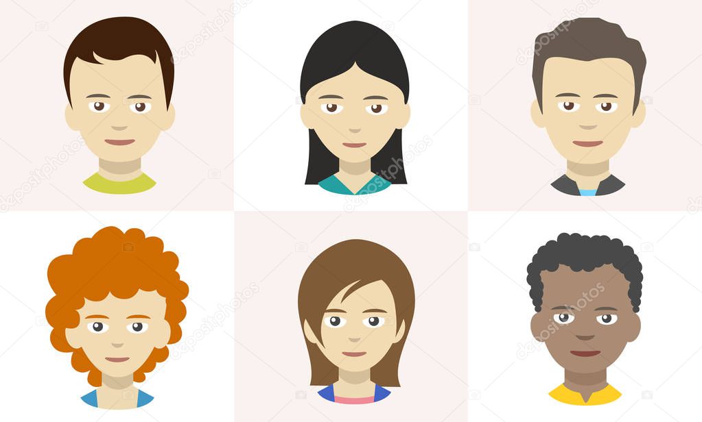People icons, avatars in flat style