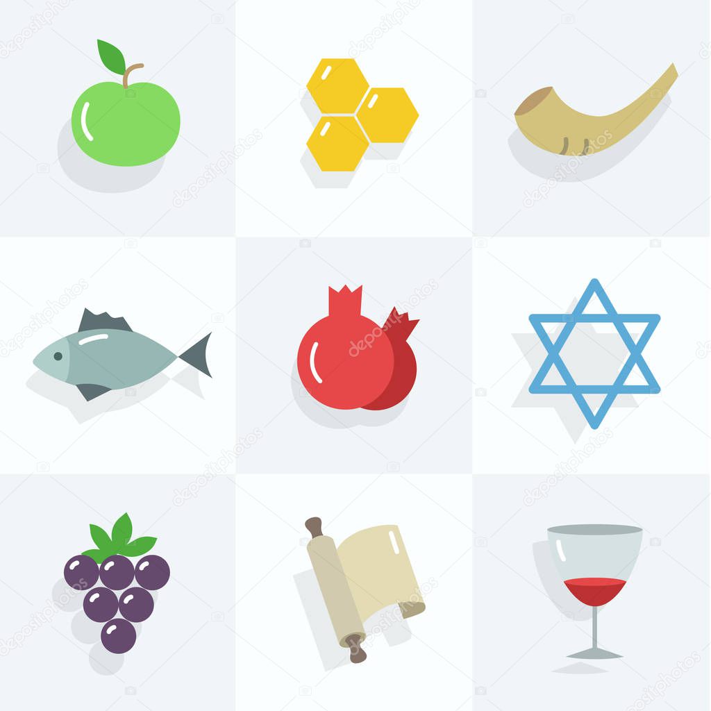 Rosh Hashana Icons set for your great designs