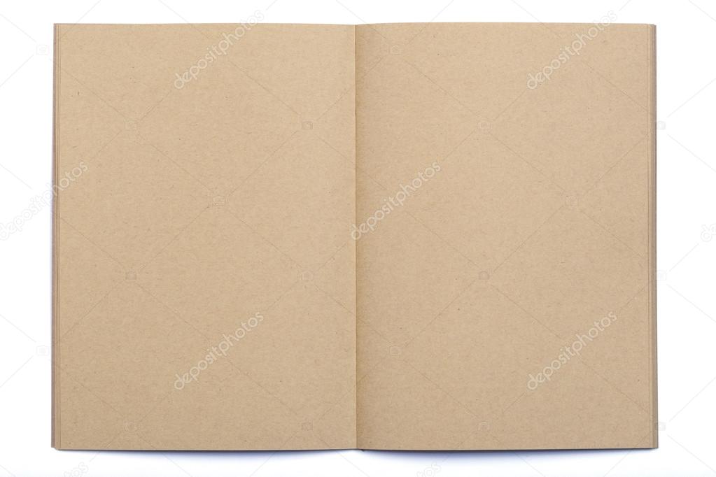 Opened blank page of kraft paper notebook