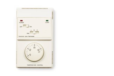 Elektronik Oda termostat, üzerinde beyaz izole sıcaklık kontrolü
