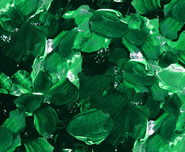 Soyut arka plan, elle boyanmış suluboya, sıçramalar, boya damlaları, felçler. Bahar, taze yapraklar, yeşil yapraklar. Kumaş, tekstil, duvar kağıdı, bebek odası, ambalaj, kağıt, arka plan için tasarım.