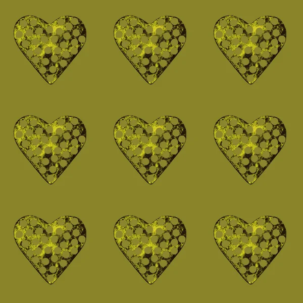 Hand-painted olive hearts with marble texture,in dots. Watercolor painting, seamless pattern. Design for fabric, baby room, packaging, print, wrapping paper, greeting cards.