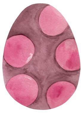 Paskalya yumurtası, beyaz arka planda izole edilmiş noktalı çikolata, suluboya resim. Arkaplanlar, duvar kağıtları, kapaklar ve ambalaj kağıtları, ambalaj kağıtları, Paskalya illüstrasyonları için tasarım.