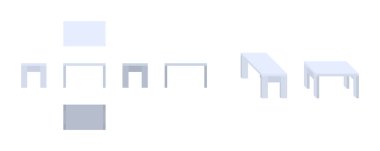 farklı açılardan gri tablo izometrik düz