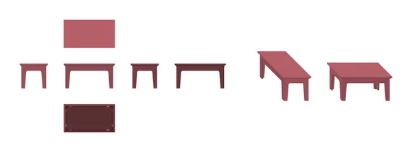 Redwood Tisch Aus Verschiedenen Winkeln Isometrisch — Stockvektor