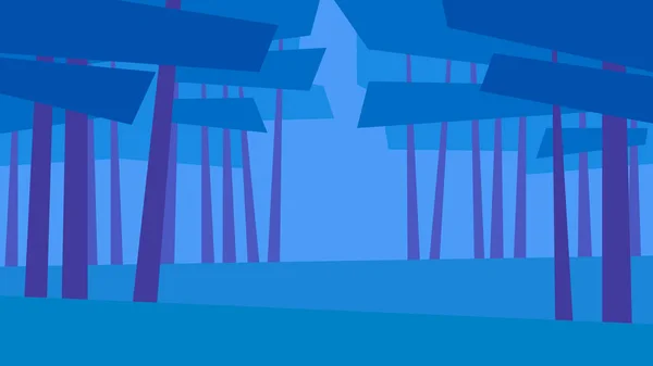 Vektor Illustration Abstrakt Geometrisch Landschaft Sommer Kiefern Wald Gras Nacht — Stockvektor