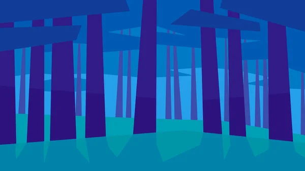 Vektor Illustration Abstrakt Geometrisch Landschaft Sommer Kiefern Wald Gras Nacht — Stockvektor