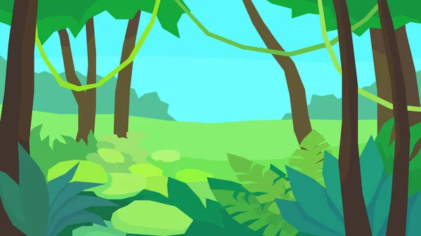 Vector Illustration Abstract Polygon Landscape Jungle Dense Thicket Fern Vine — 스톡 벡터