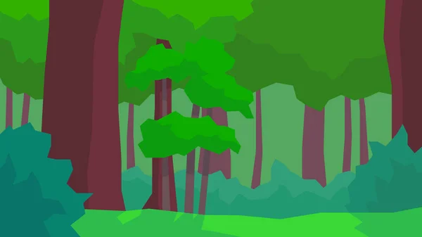 Vector Ilustración Abstracto Polígono Paisaje Árbol Follaje Arbusto Bosque Día — Vector de stock