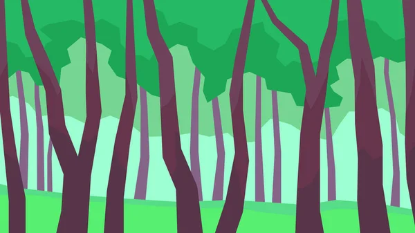 Vektor Illustration Abstrakt Polygon Landschaft Baum Laub Wald Tag — Stockvektor