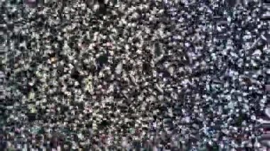 TV ekranında siyah ve beyaz tahıl etkisi, statik etkiyi yok ediyor. Televizyon monitörü titreşiyor, kötü sinyalin yatay çizgileri. Sinyal çekmeyen kablo TV