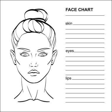 Face chart Makeup Artist Blank. Vector illustration. clipart