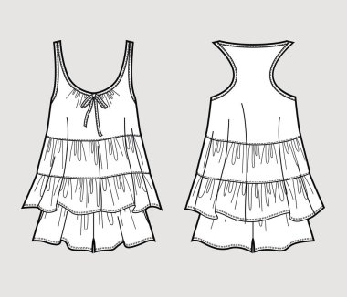 İpek pijama set. Romantik üst ve şort. İzole vektör. 