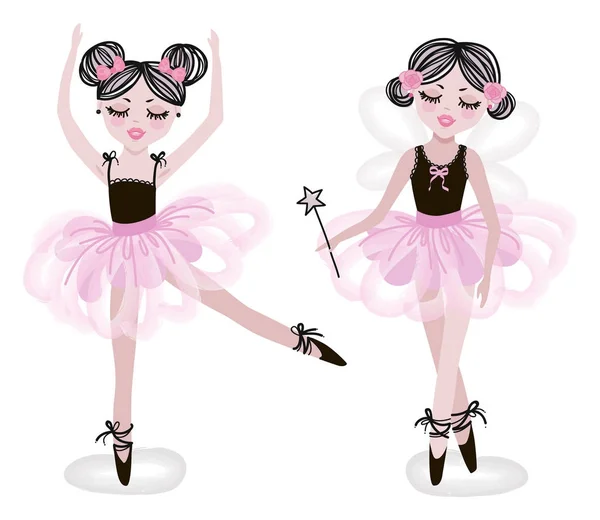 Ballerines Dansantes Mignonnes Tutus Rose Illustration Vectorielle Pour Papier Peint — Image vectorielle