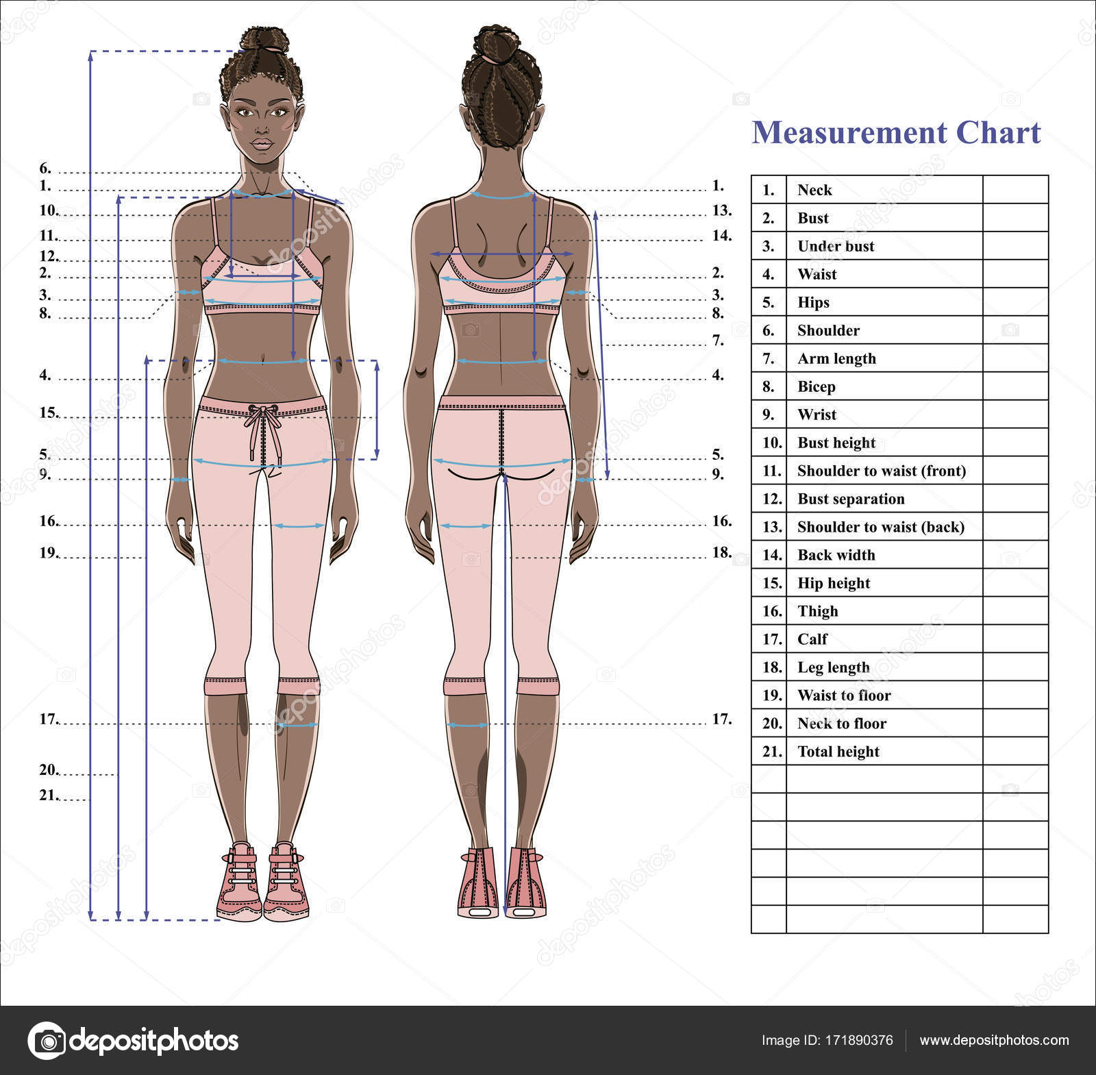 Ladies Body Size Chart