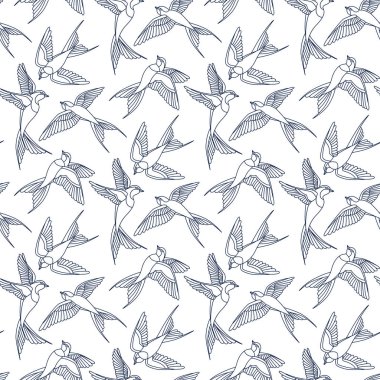 Kuş vektör desen yutmak. Uçan kuşlar ile seamless modeli.