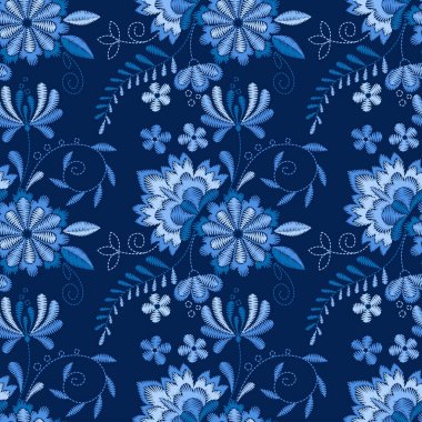 Yaka tişörtleri ve bluzlar için vektör tasarımı. Renkli etnik çiçeklerin boyun çizgisi. Moda için nakış nakışı. Vektör illüstrasyonu.