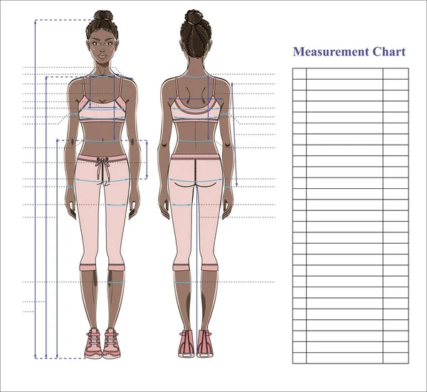 Körpermaße Von Frauen Schema Zur Messung Des Menschlichen Körpers Beim — Stockvektor
