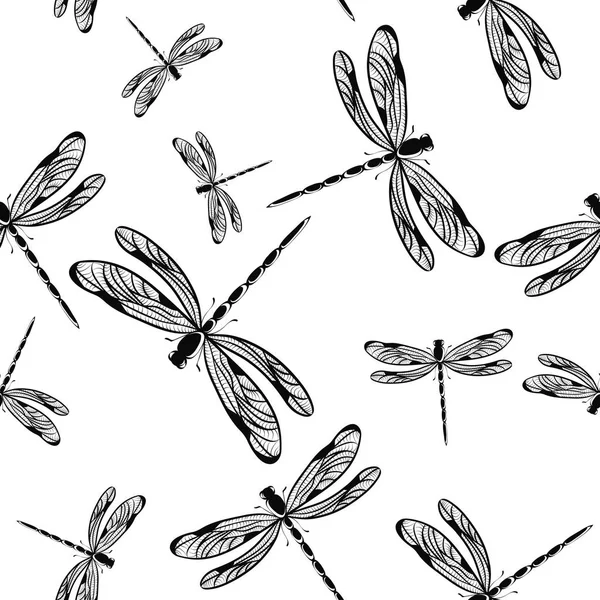 Motif Sans Couture Avec Libellules Illustration Vectorielle — Image vectorielle