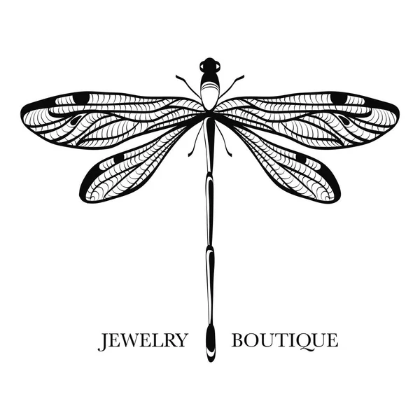 Wektor Logo Dla Boutique Biżuteria Sklep Sklep Sylwetka Elegancka Ważka — Wektor stockowy