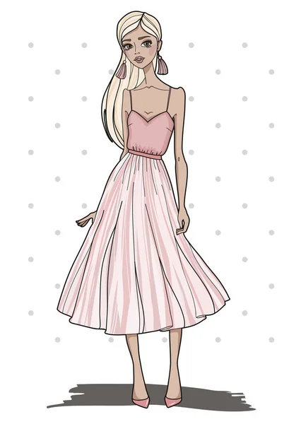 Une Fille Mode Illustration Vectorielle Tendance — Image vectorielle