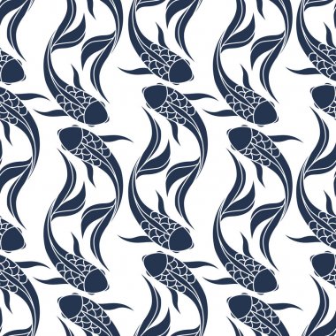 Koi carps ile Japon seamless modeli. Çince arka plan koi balıkları ile vektör. Vektör çizim.