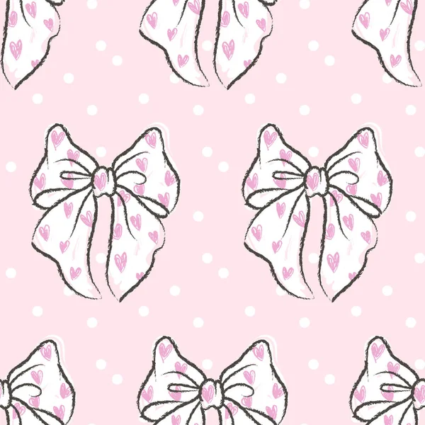 Cute seamless pattern with beautiful hand drawn bows. — Stock Vector