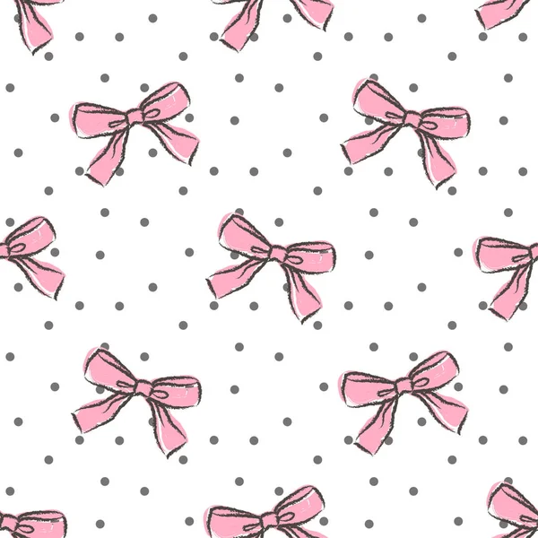 Cute seamless pattern with beautiful hand drawn bows. — Stock Vector