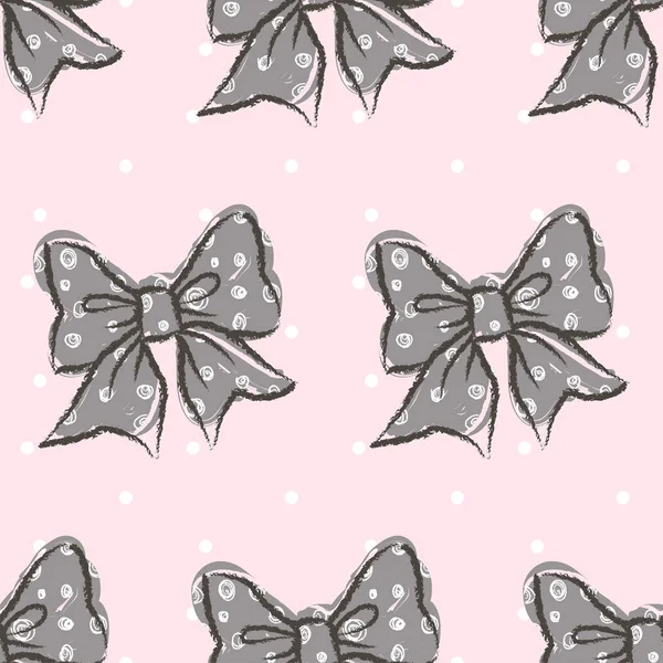 Cute seamless pattern with beautiful hand drawn bows. — Stock Vector