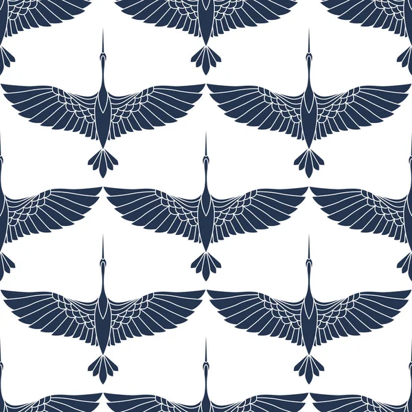 Güzel Vinçler ile Japon seamless modeli. Çince kuş uçan ile arka plan vektör. Oryantal motifleri ile süsleme.