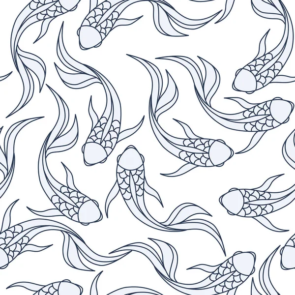 Koi carps ile Japon seamless modeli. Çince arka plan koi balıkları ile vektör. Vektör çizim.