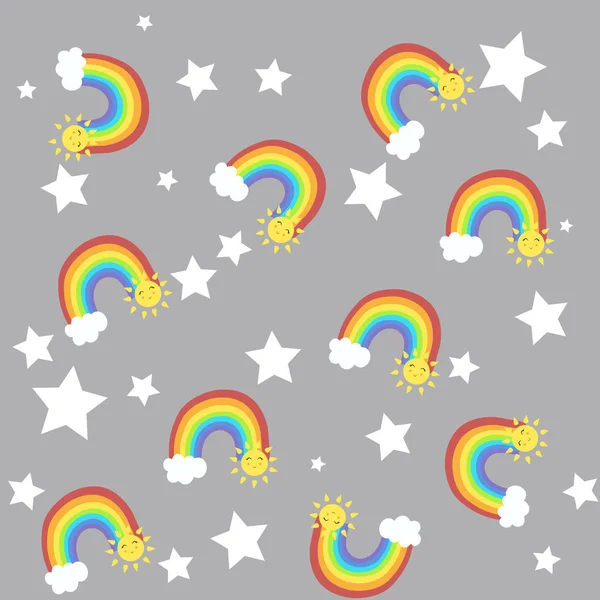 Star Sun Cloud Rainbow Illustration Vector Nursery — Stock Photo, Image