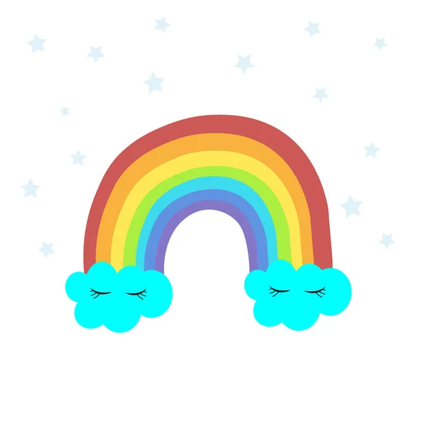 Sterne Sonne Wolke Regenbogen Illustration Vektor Kindergarten — Stockfoto